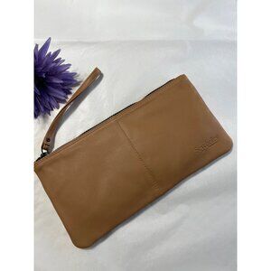 Seychelles Tan Leather Wristlet Clutch